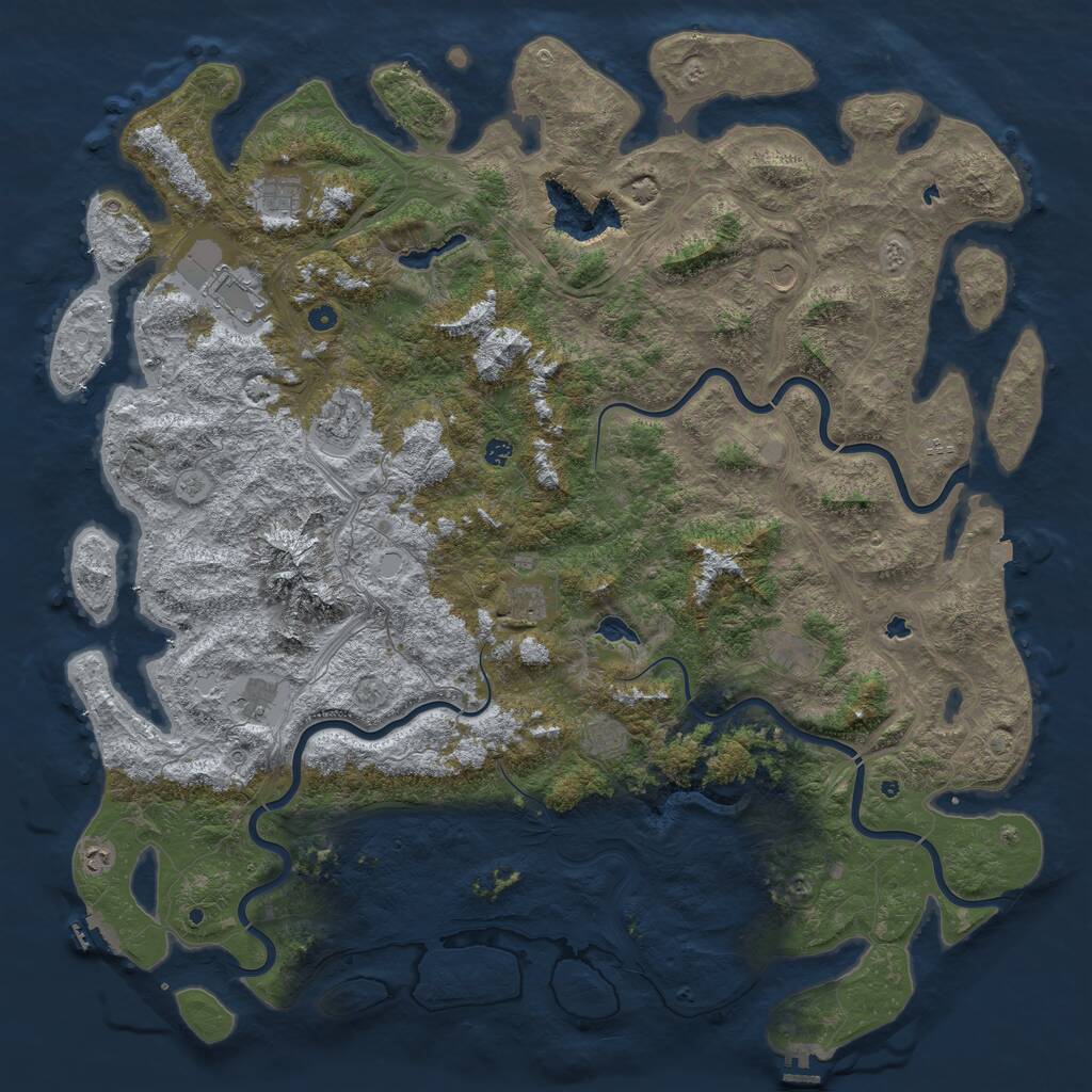 Rust Map: Procedural Map, Size: 6000, Seed: 889525715, 17 Monuments