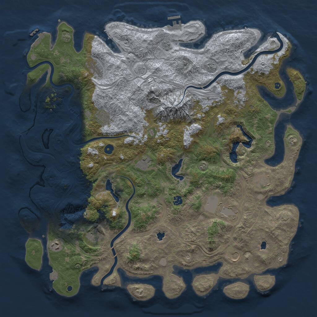 Rust Map: Procedural Map, Size: 5000, Seed: 1393671975, 17 Monuments