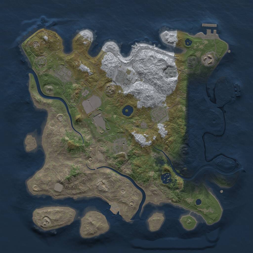 Rust Map: Procedural Map, Size: 3500, Seed: 2137807527, 13 Monuments