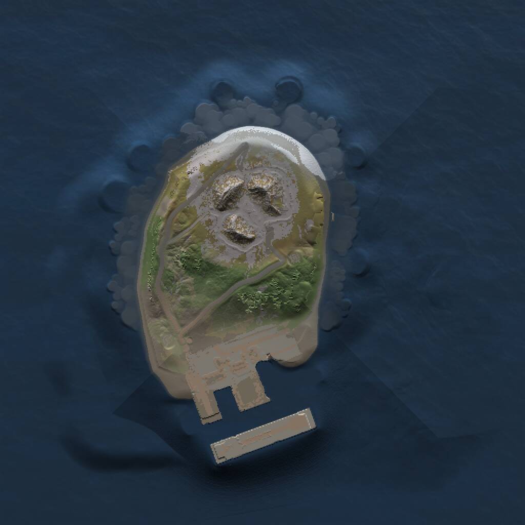 Rust Map: Procedural Map, Size: 1000, Seed: 49825, 3 Monuments