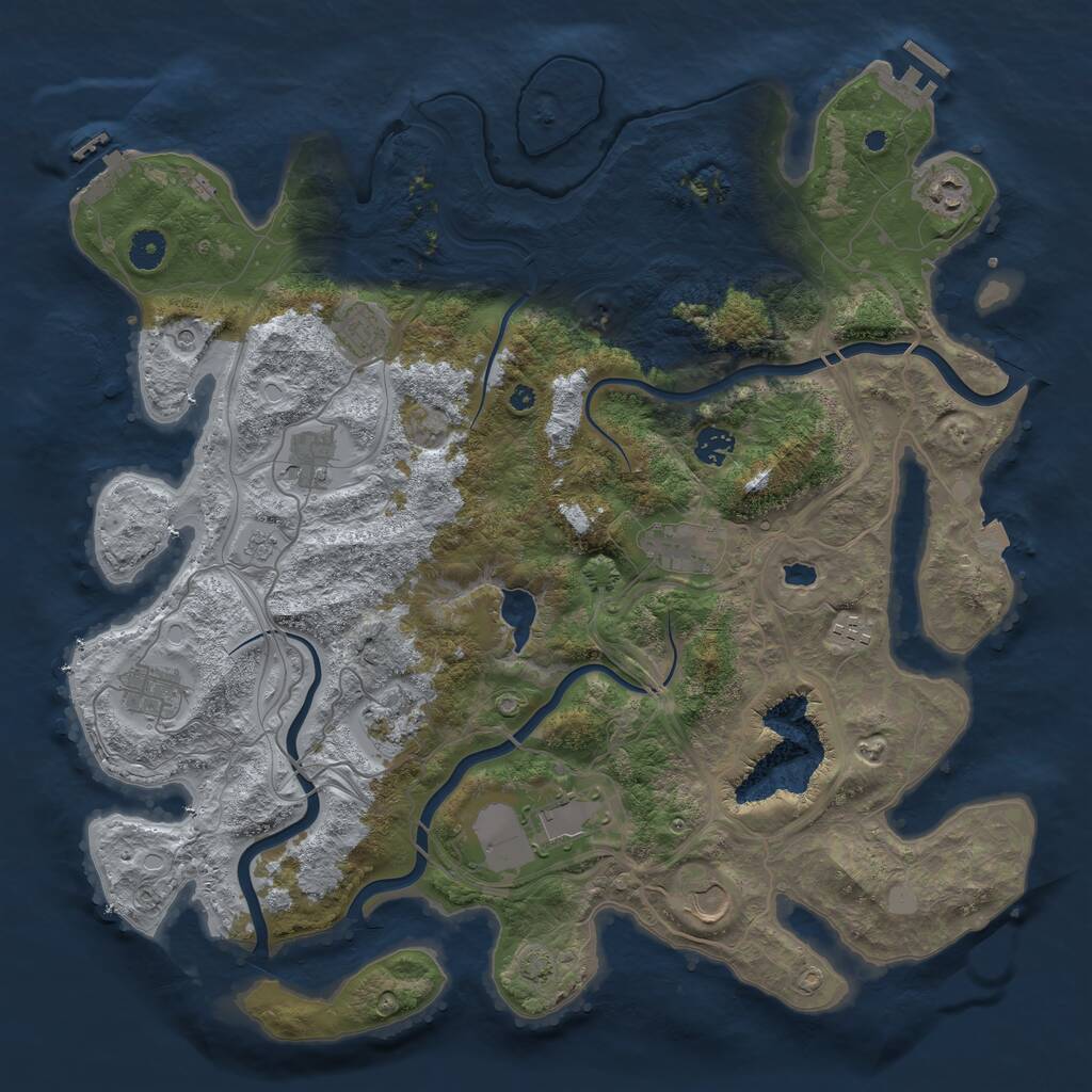Rust Map: Procedural Map, Size: 4250, Seed: 208621, 16 Monuments