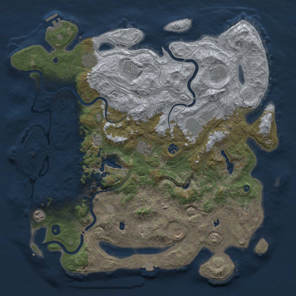 Rust Map: Procedural Map, Size: 4500, Seed: 106681006, 16 Monuments
