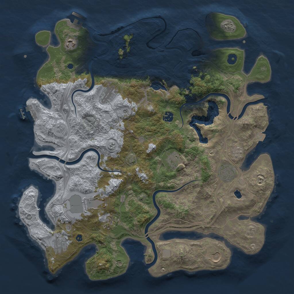 Rust Map: Procedural Map, Size: 4250, Seed: 579944, 16 Monuments