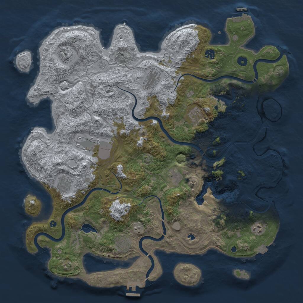 Rust Map: Procedural Map, Size: 4500, Seed: 361561692, 16 Monuments