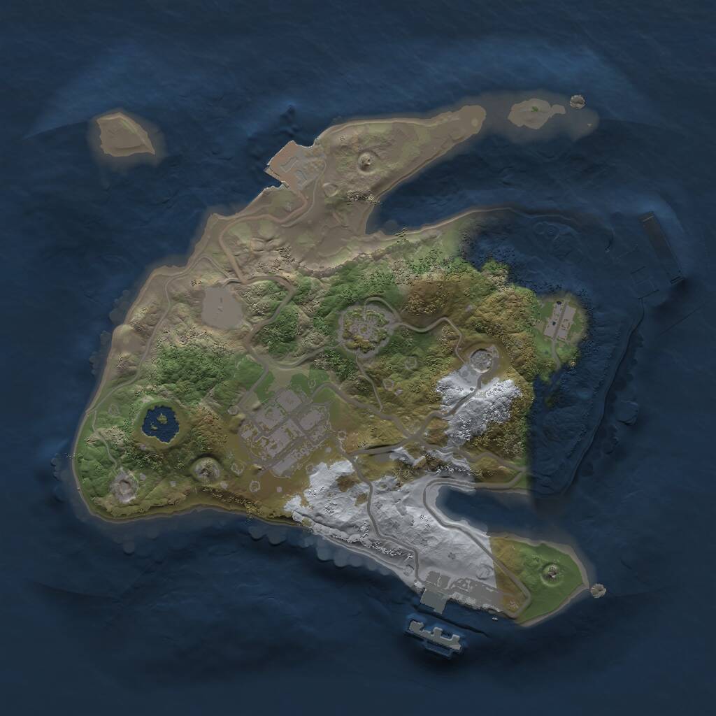 Rust Map: Procedural Map, Size: 2000, Seed: 1253045614, 6 Monuments