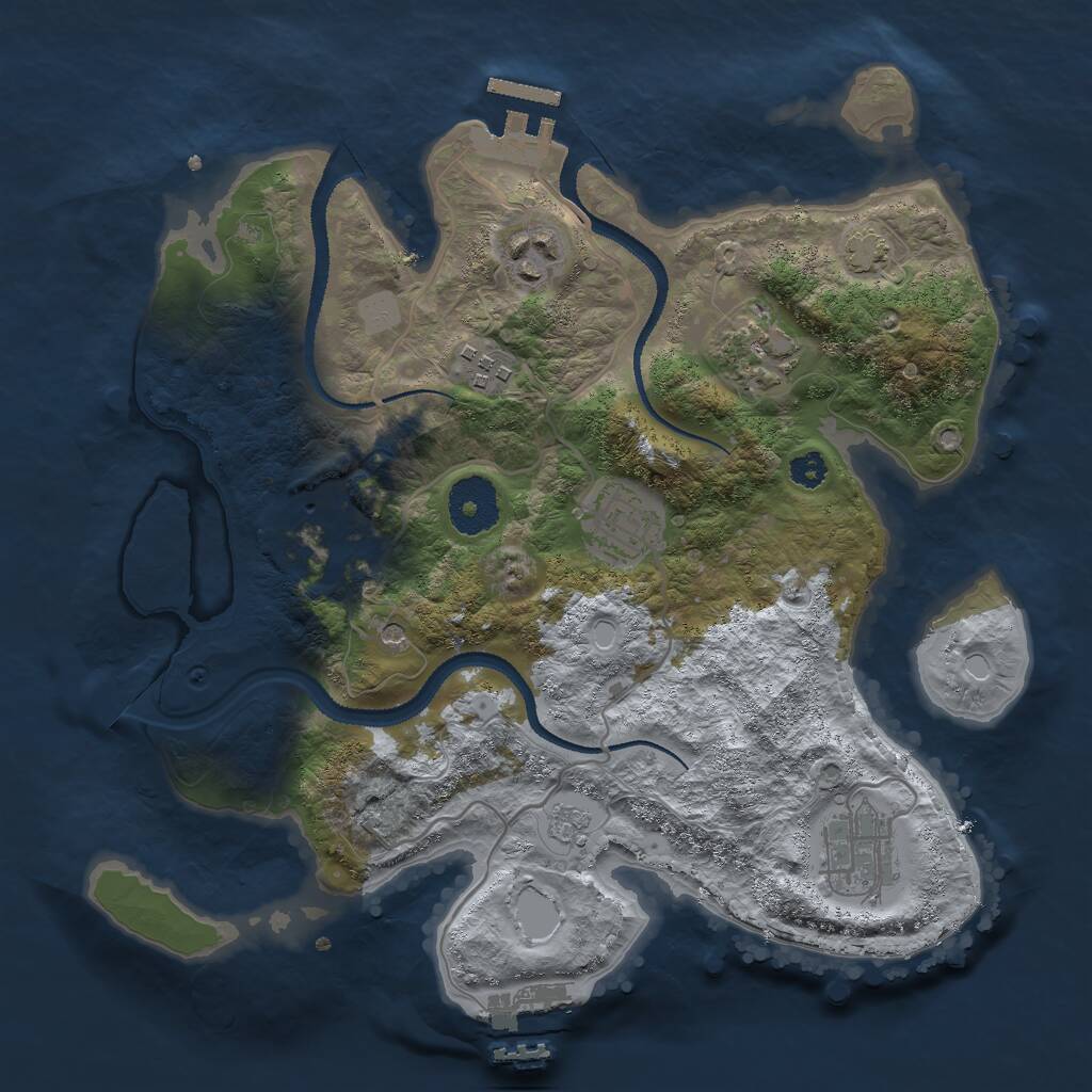 Rust Map: Procedural Map, Size: 3000, Seed: 1036613347, 12 Monuments