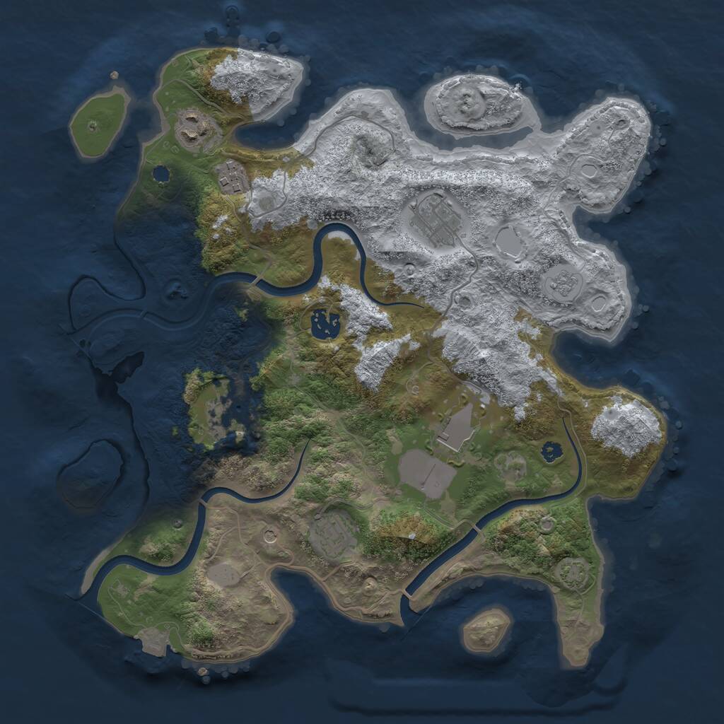 Rust Map: Procedural Map, Size: 3500, Seed: 126921, 11 Monuments