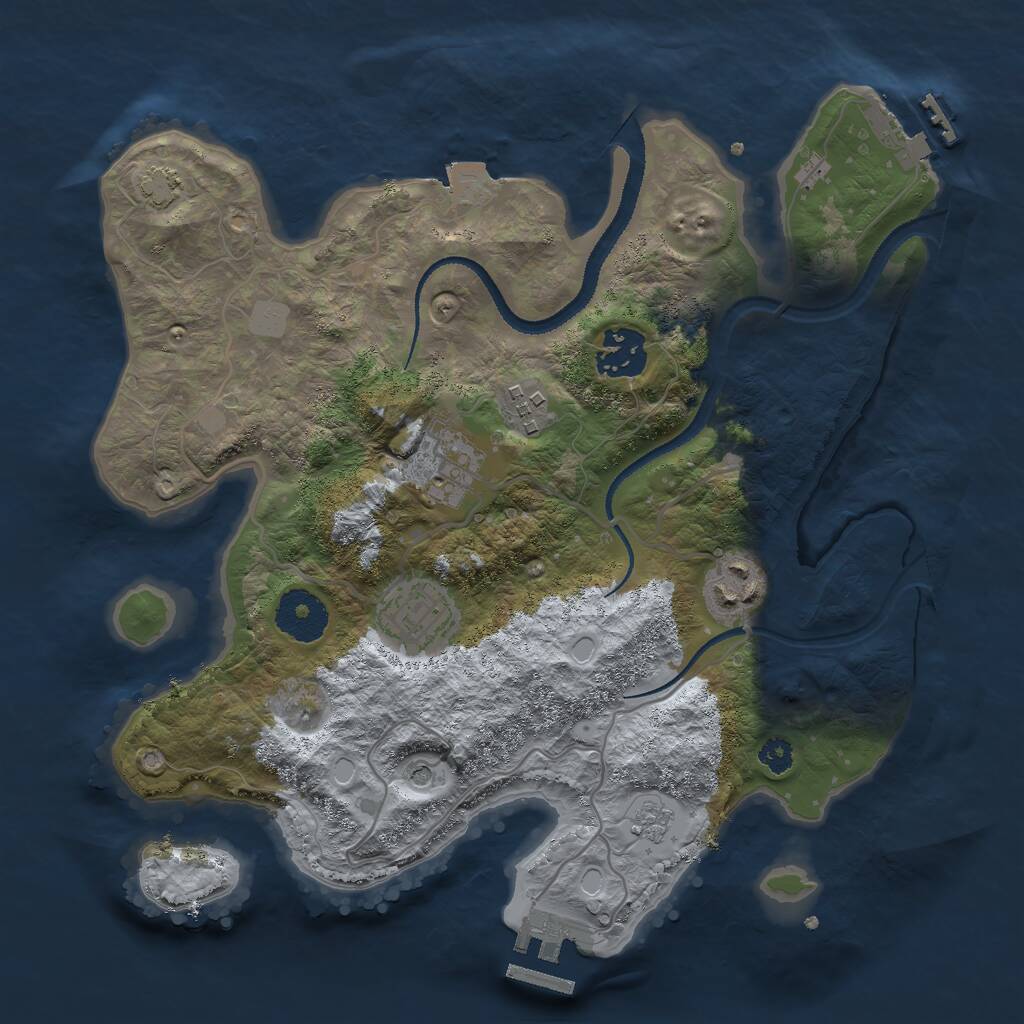 Rust Map: Procedural Map, Size: 3000, Seed: 1030657113, 11 Monuments