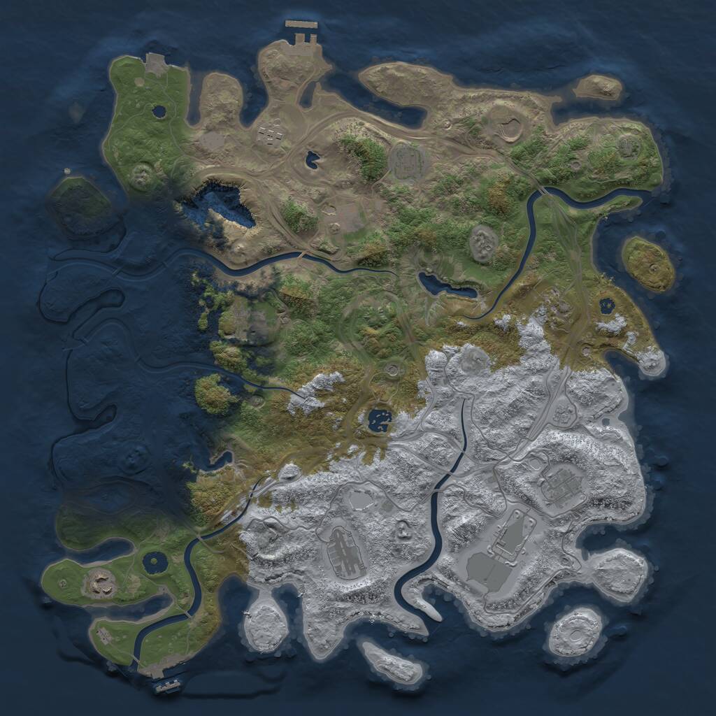 Rust Map: Procedural Map, Size: 4500, Seed: 921432610, 17 Monuments