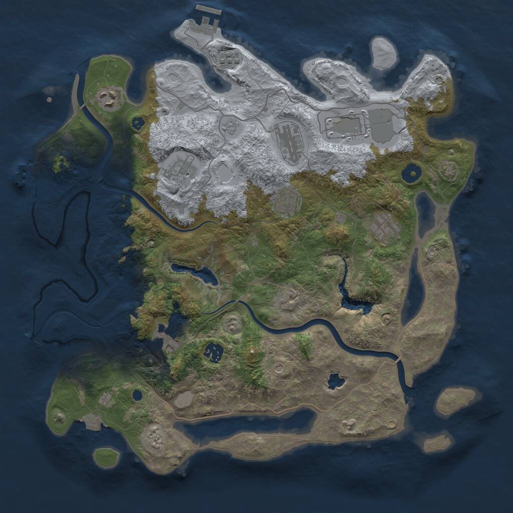 Rust Map: Procedural Map, Size: 4000, Seed: 1466853796, 15 Monuments
