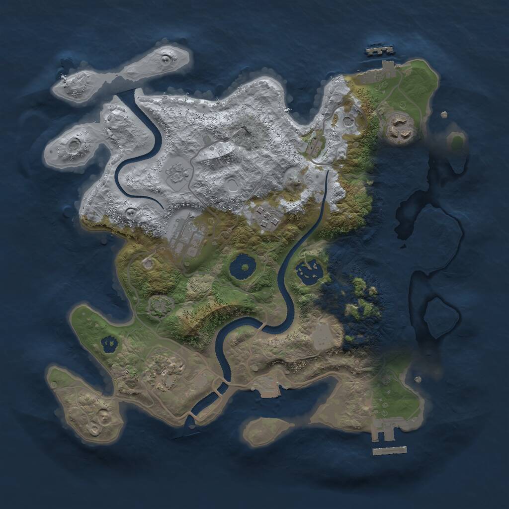Rust Map: Procedural Map, Size: 3000, Seed: 93763, 11 Monuments