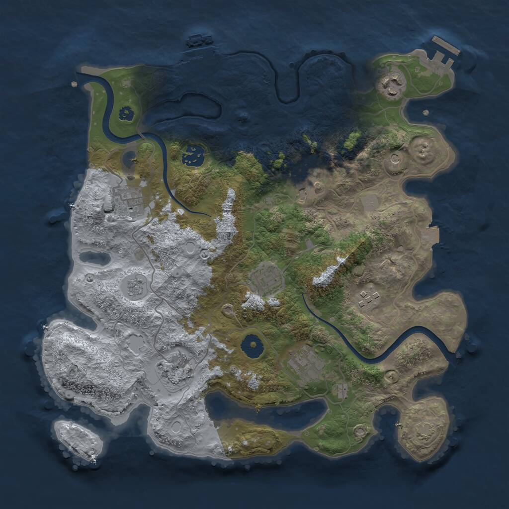 Rust Map: Procedural Map, Size: 3400, Seed: 55401659, 14 Monuments