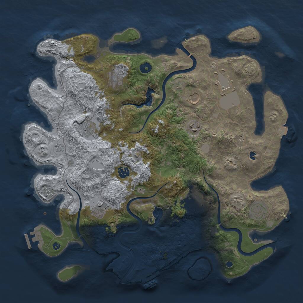 Rust Map: Procedural Map, Size: 4000, Seed: 11084, 16 Monuments