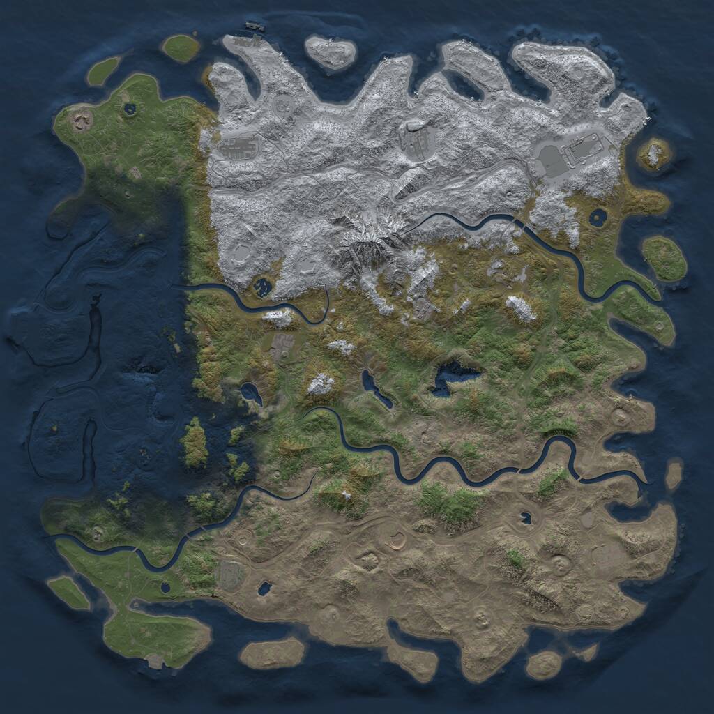 Rust Map: Procedural Map, Size: 6000, Seed: 1398726013, 17 Monuments