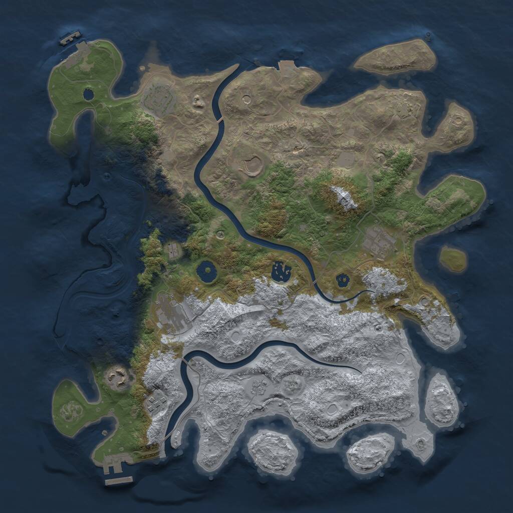 Rust Map: Procedural Map, Size: 3750, Seed: 816067143, 13 Monuments