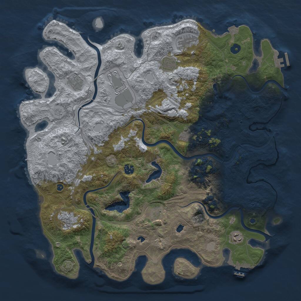 Rust Map: Procedural Map, Size: 4500, Seed: 660793273, 16 Monuments