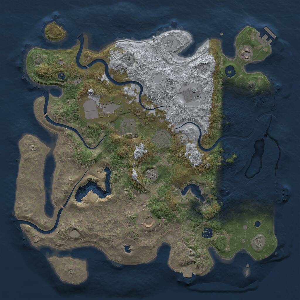 Rust Map: Procedural Map, Size: 4050, Seed: 434865192, 14 Monuments