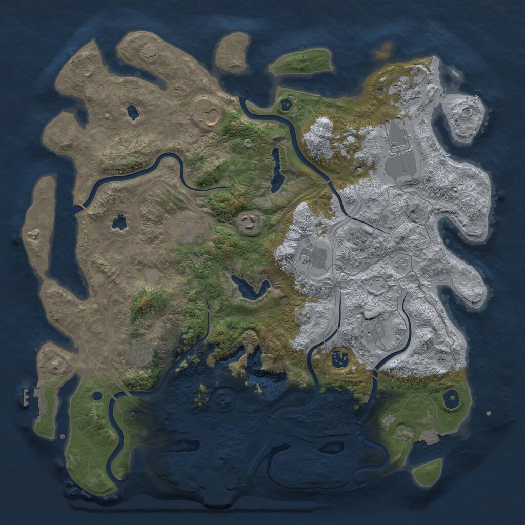 Rust Map: Procedural Map, Size: 4500, Seed: 657696502, 16 Monuments
