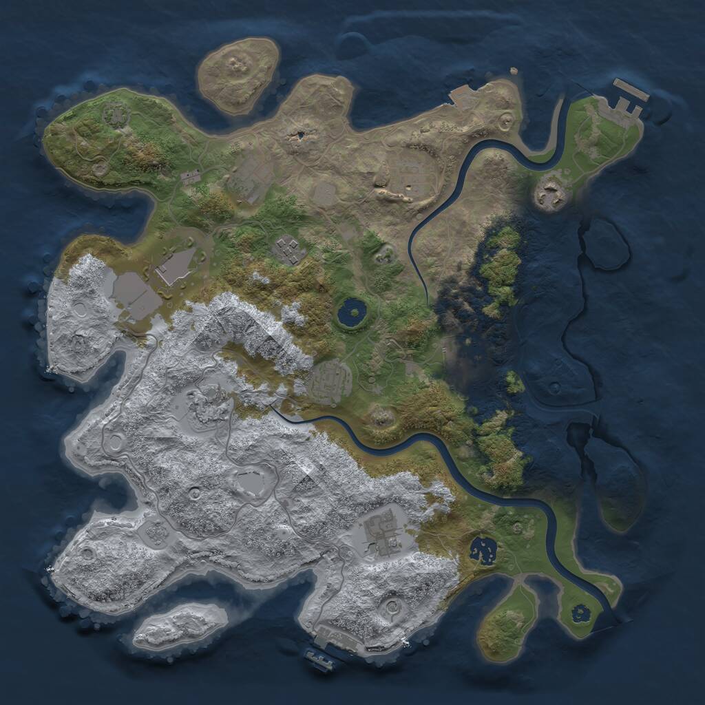 Rust Map: Procedural Map, Size: 3750, Seed: 60, 16 Monuments