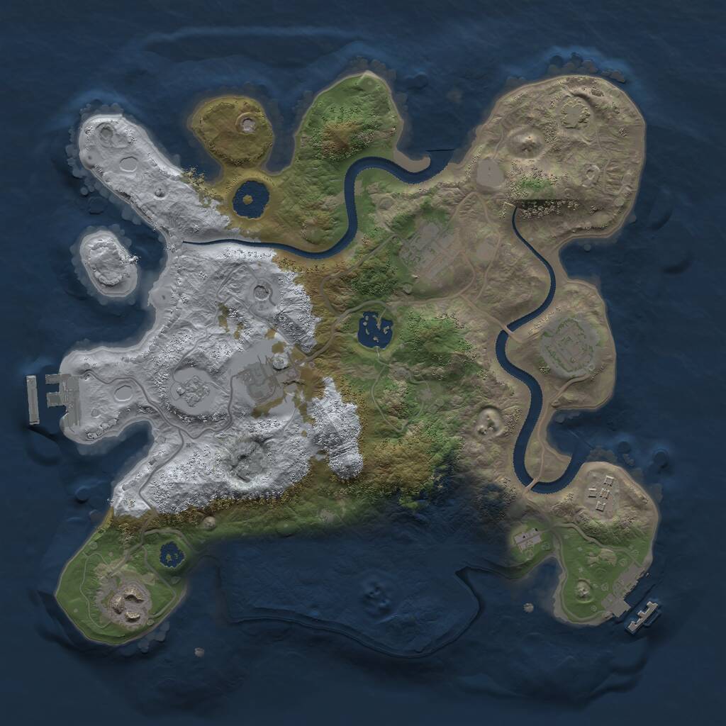 Rust Map: Procedural Map, Size: 3000, Seed: 25258, 12 Monuments