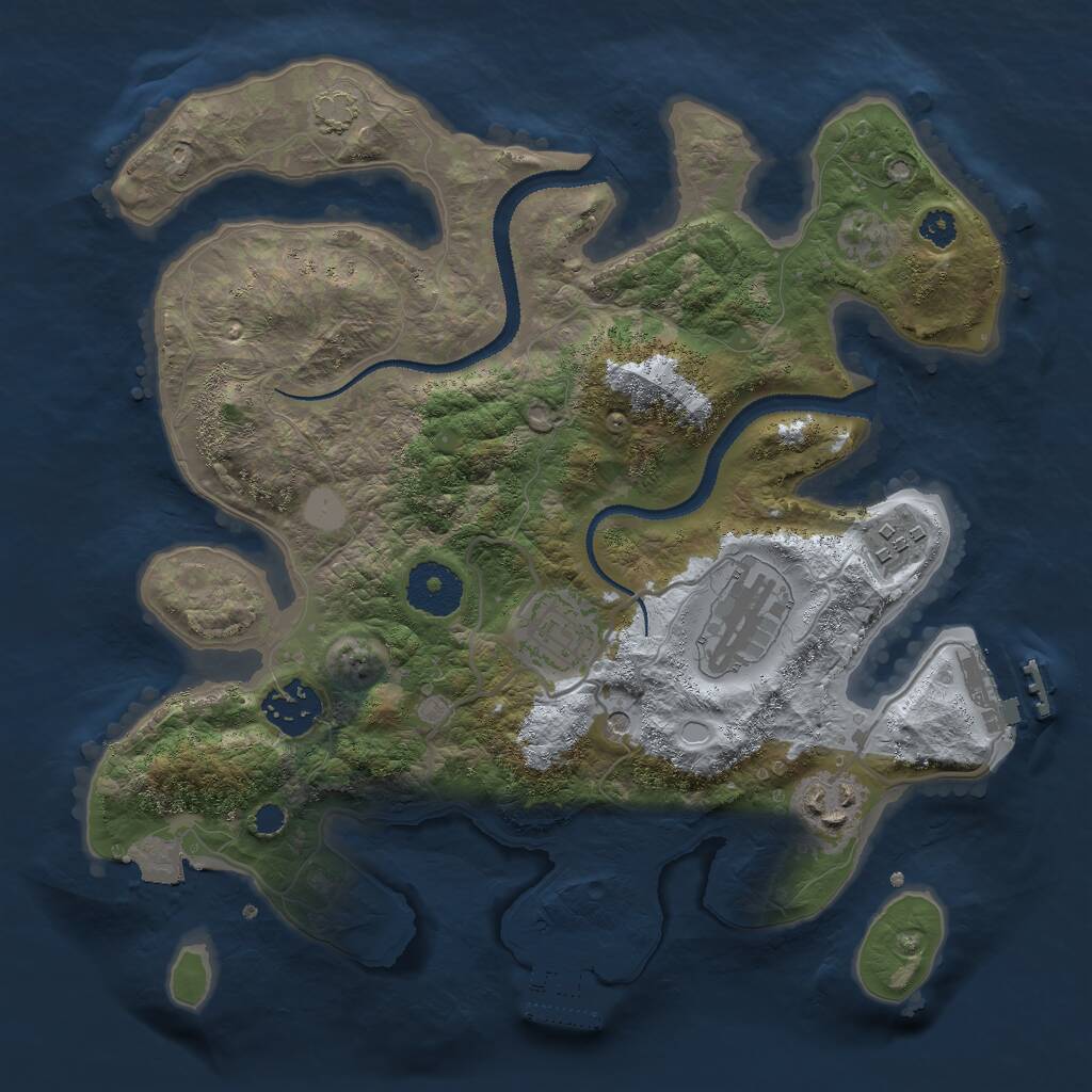 Rust Map: Procedural Map, Size: 3000, Seed: 6796, 10 Monuments