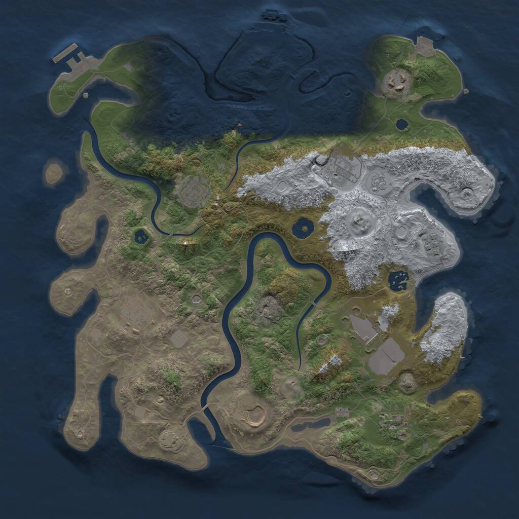 Rust Map: Procedural Map, Size: 3700, Seed: 1846979213, 15 Monuments