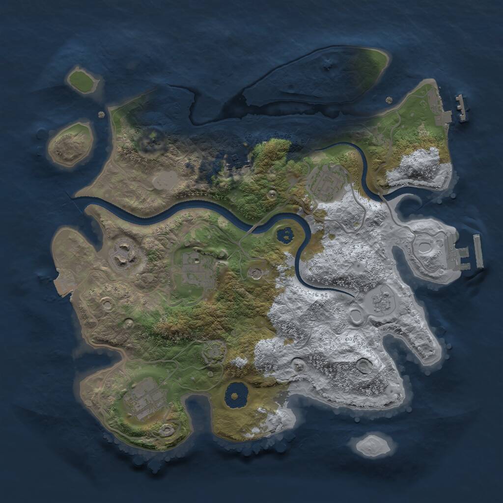 Rust Map: Procedural Map, Size: 3000, Seed: 43778, 11 Monuments