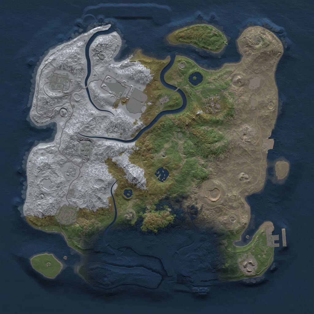 Rust Map: Procedural Map, Size: 3500, Seed: 92164, 14 Monuments