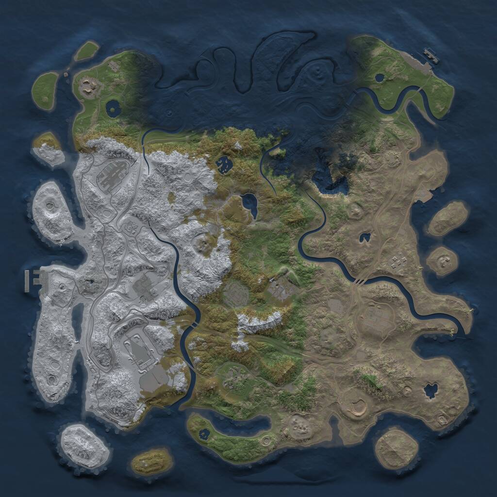 Rust Map: Procedural Map, Size: 4500, Seed: 964781719, 17 Monuments