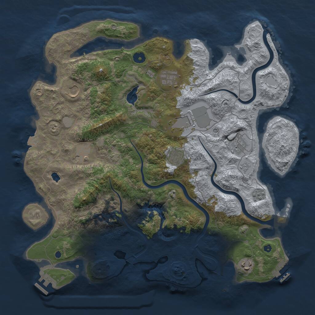 Rust Map: Procedural Map, Size: 4000, Seed: 161161, 14 Monuments
