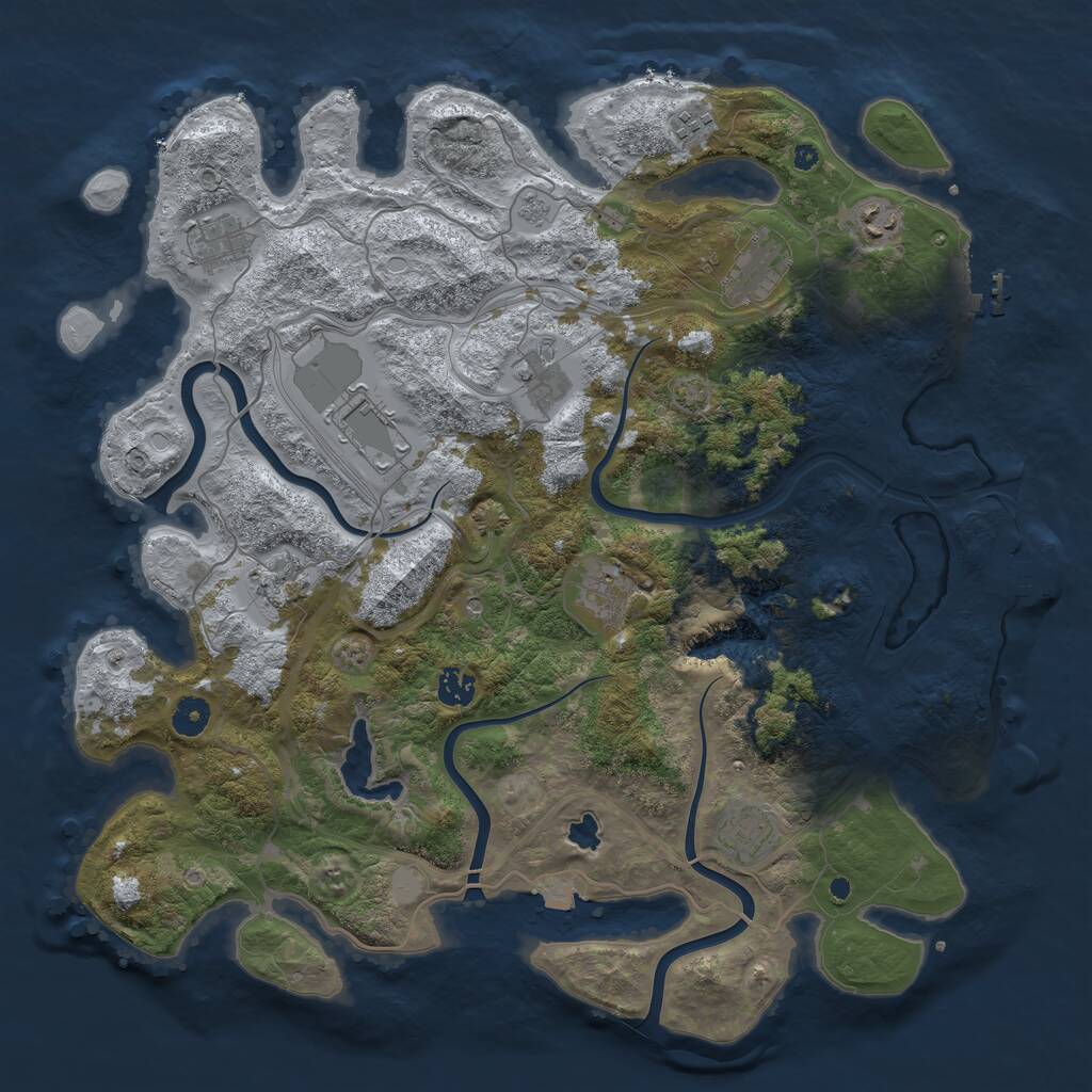 Rust Map: Procedural Map, Size: 4250, Seed: 117086, 16 Monuments