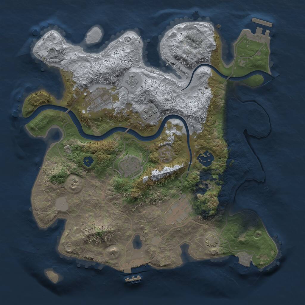 Rust Map: Procedural Map, Size: 3000, Seed: 12073046, 11 Monuments