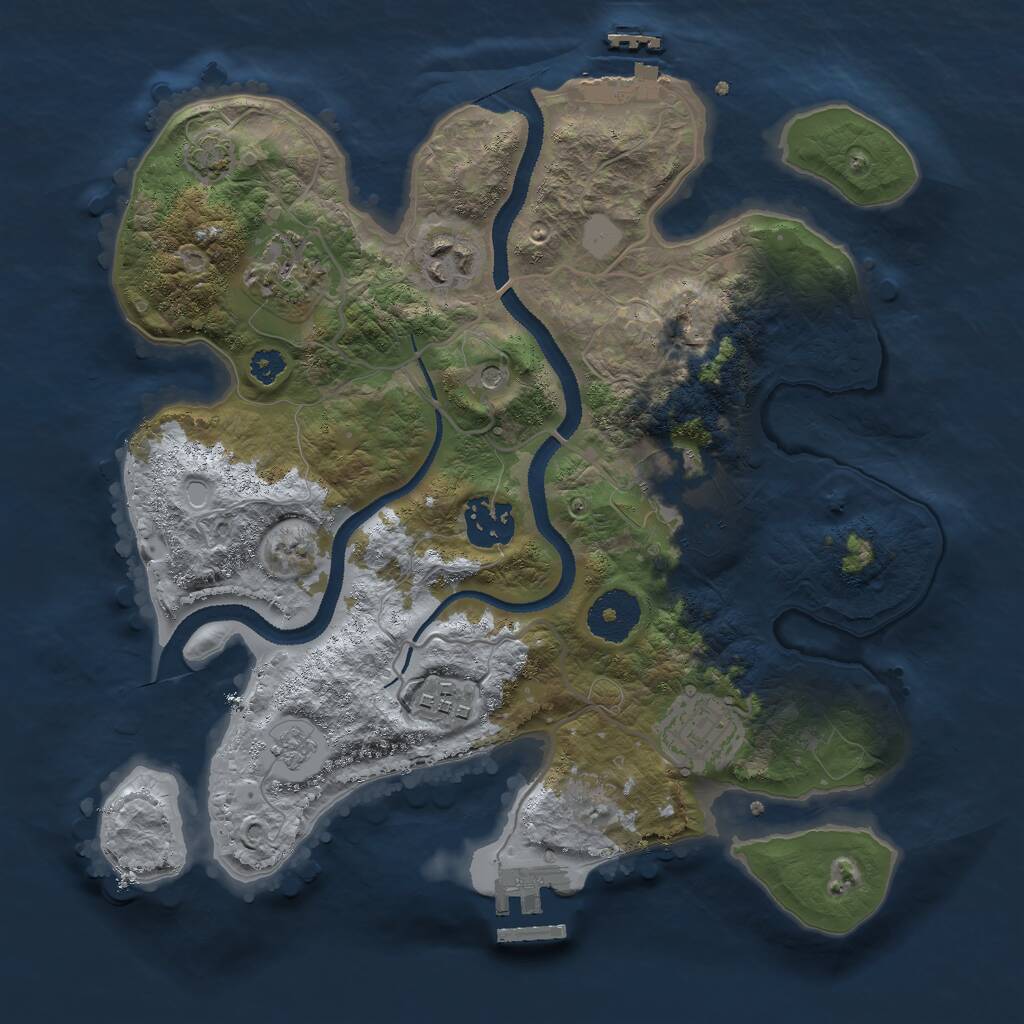 Rust Map: Procedural Map, Size: 3000, Seed: 1127351793, 12 Monuments