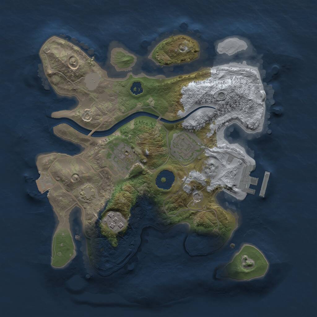 Rust Map: Procedural Map, Size: 2500, Seed: 1284132252, 7 Monuments