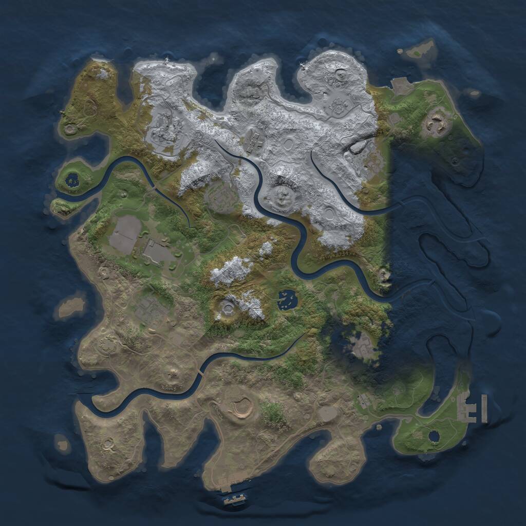 Rust Map: Procedural Map, Size: 3750, Seed: 2133375864, 16 Monuments