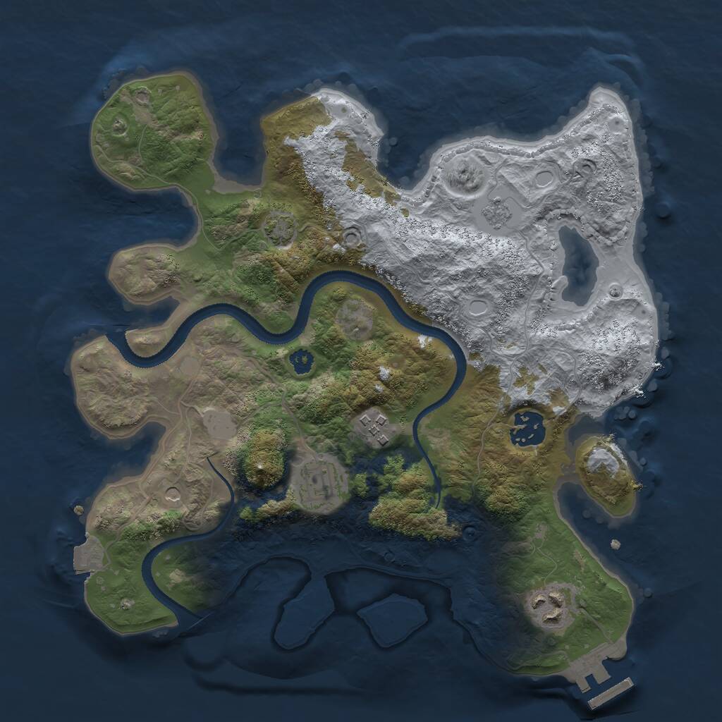 Rust Map: Procedural Map, Size: 3000, Seed: 78123037, 9 Monuments