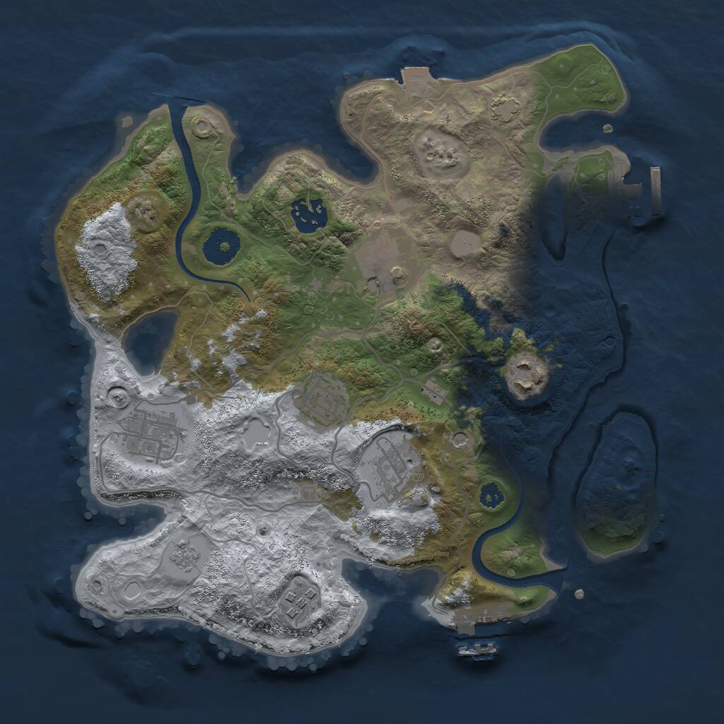 Rust Map: Procedural Map, Size: 3000, Seed: 658535600, 13 Monuments