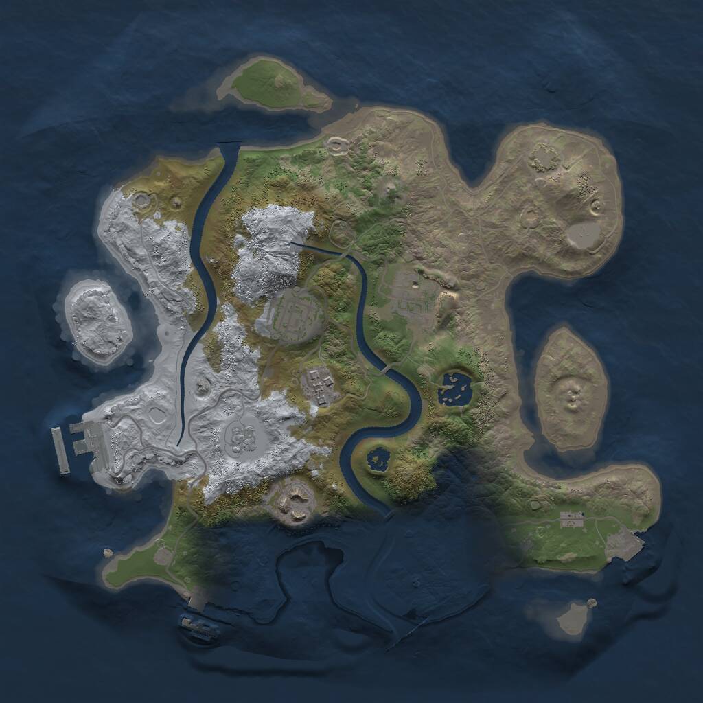 Rust Map: Procedural Map, Size: 3000, Seed: 7408639, 10 Monuments