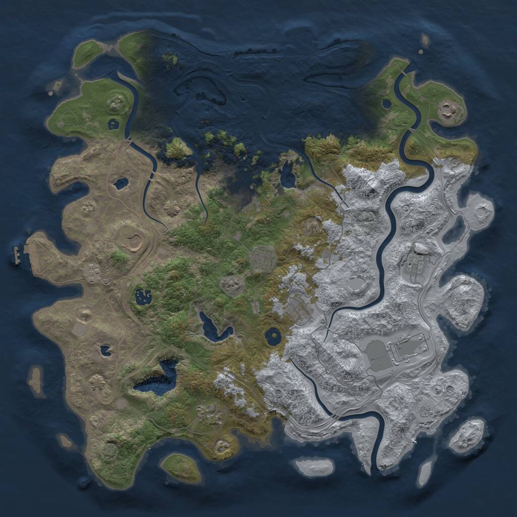Rust Map: Procedural Map, Size: 4500, Seed: 650361844, 16 Monuments