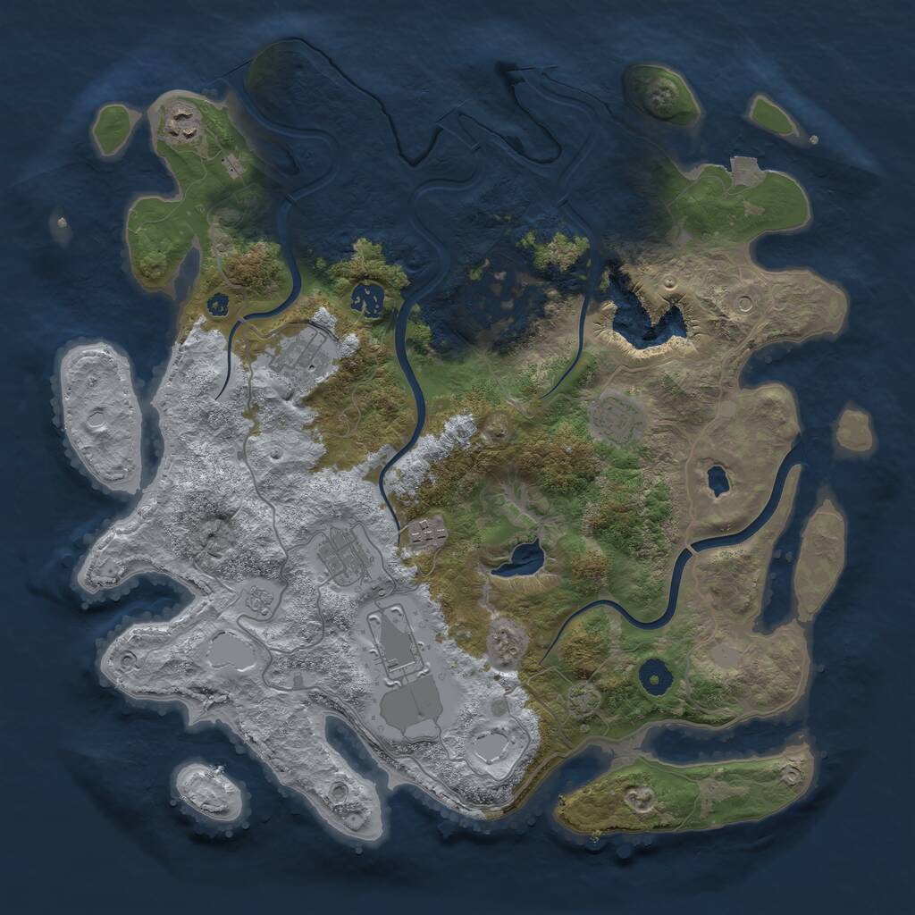 Rust Map: Procedural Map, Size: 4000, Seed: 21429, 12 Monuments