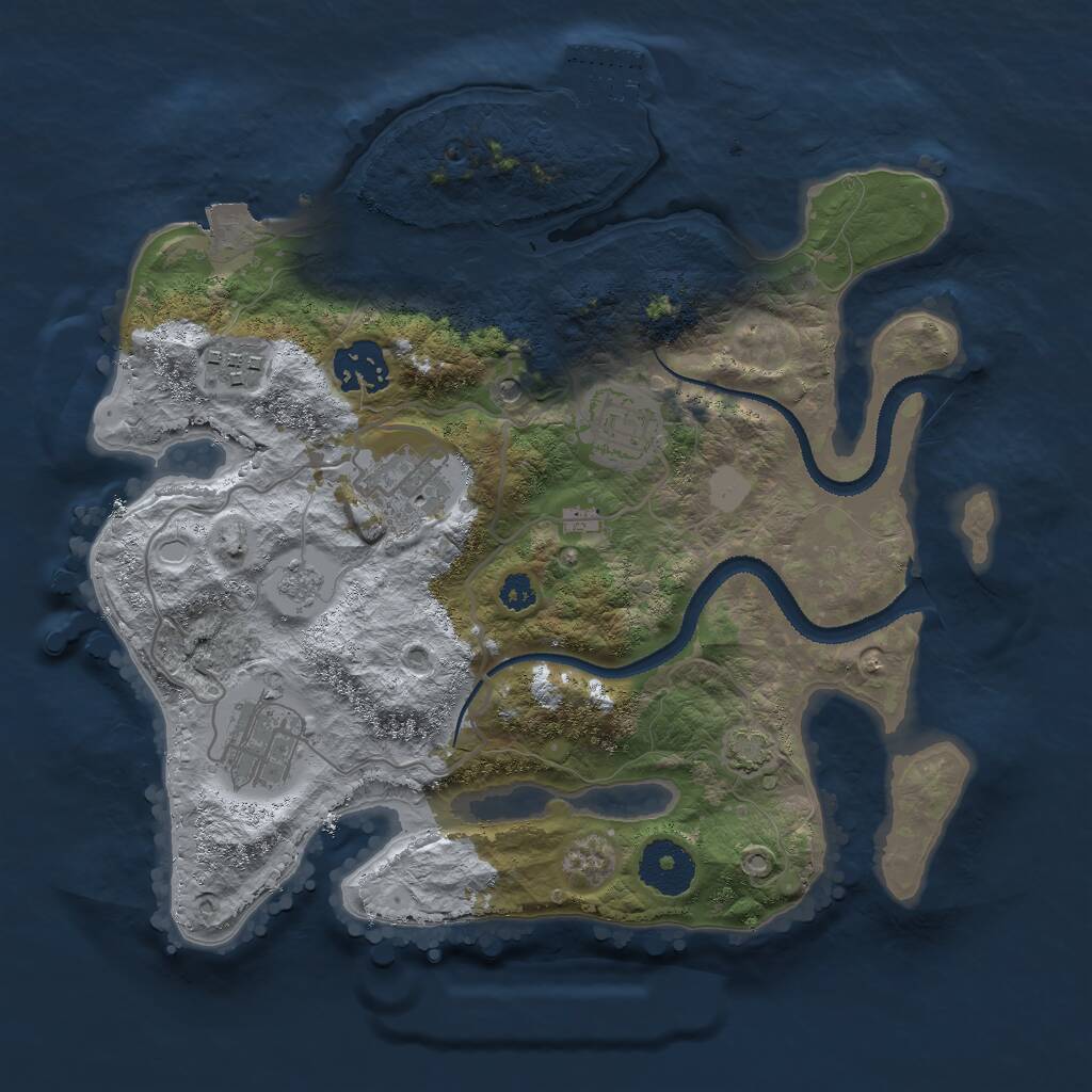 Rust Map: Procedural Map, Size: 3000, Seed: 2478340, 10 Monuments