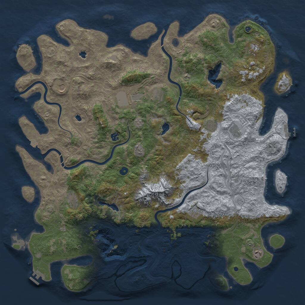 Rust Map: Procedural Map, Size: 5500, Seed: 939138441, 17 Monuments