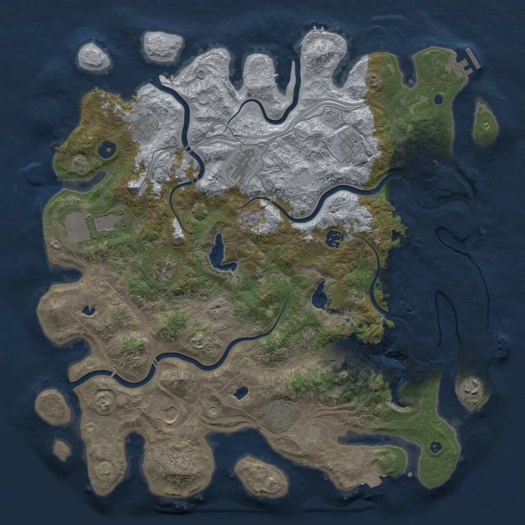 Rust Map: Procedural Map, Size: 4500, Seed: 722289861, 17 Monuments