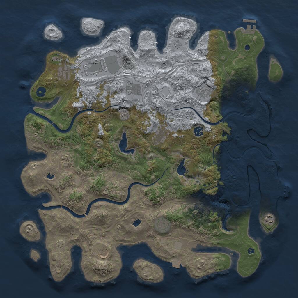 Rust Map: Procedural Map, Size: 4500, Seed: 722289861, 17 Monuments