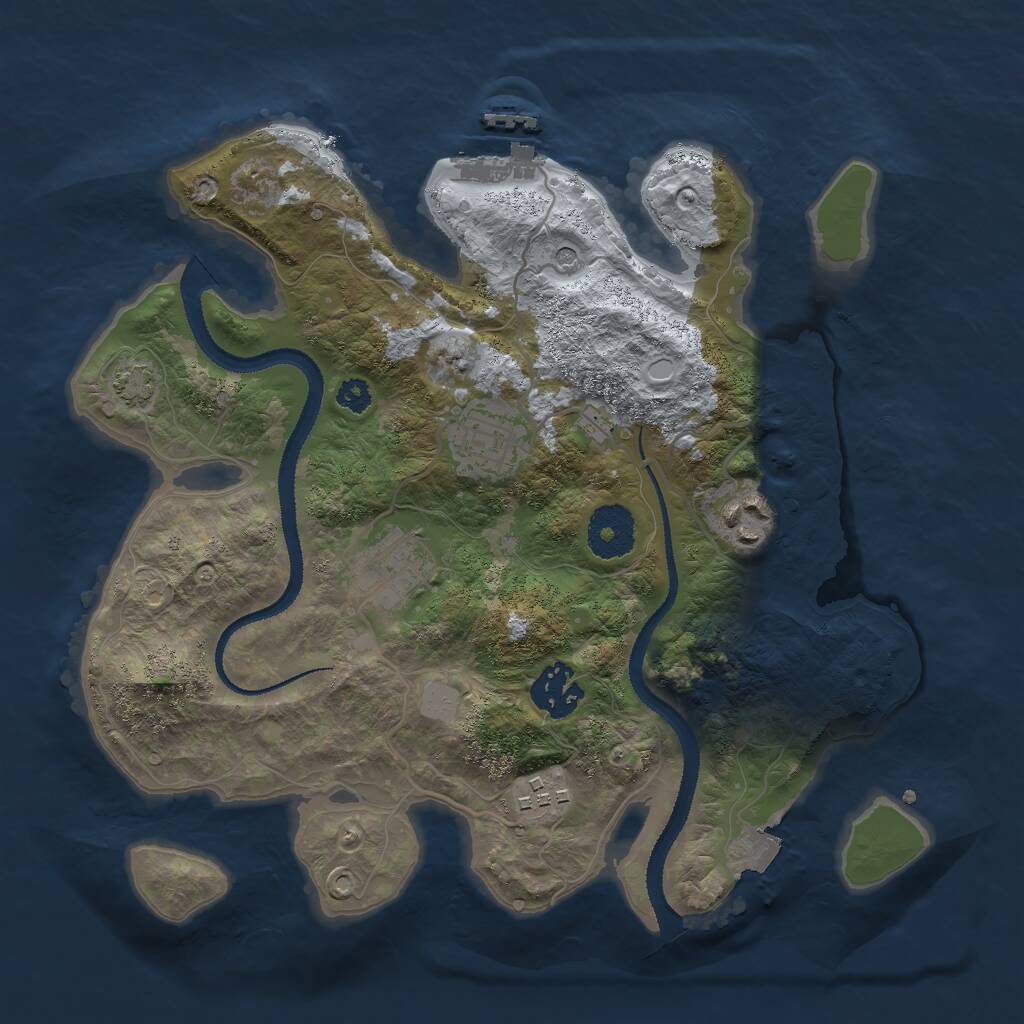 Rust Map: Procedural Map, Size: 3000, Seed: 1782993028, 9 Monuments