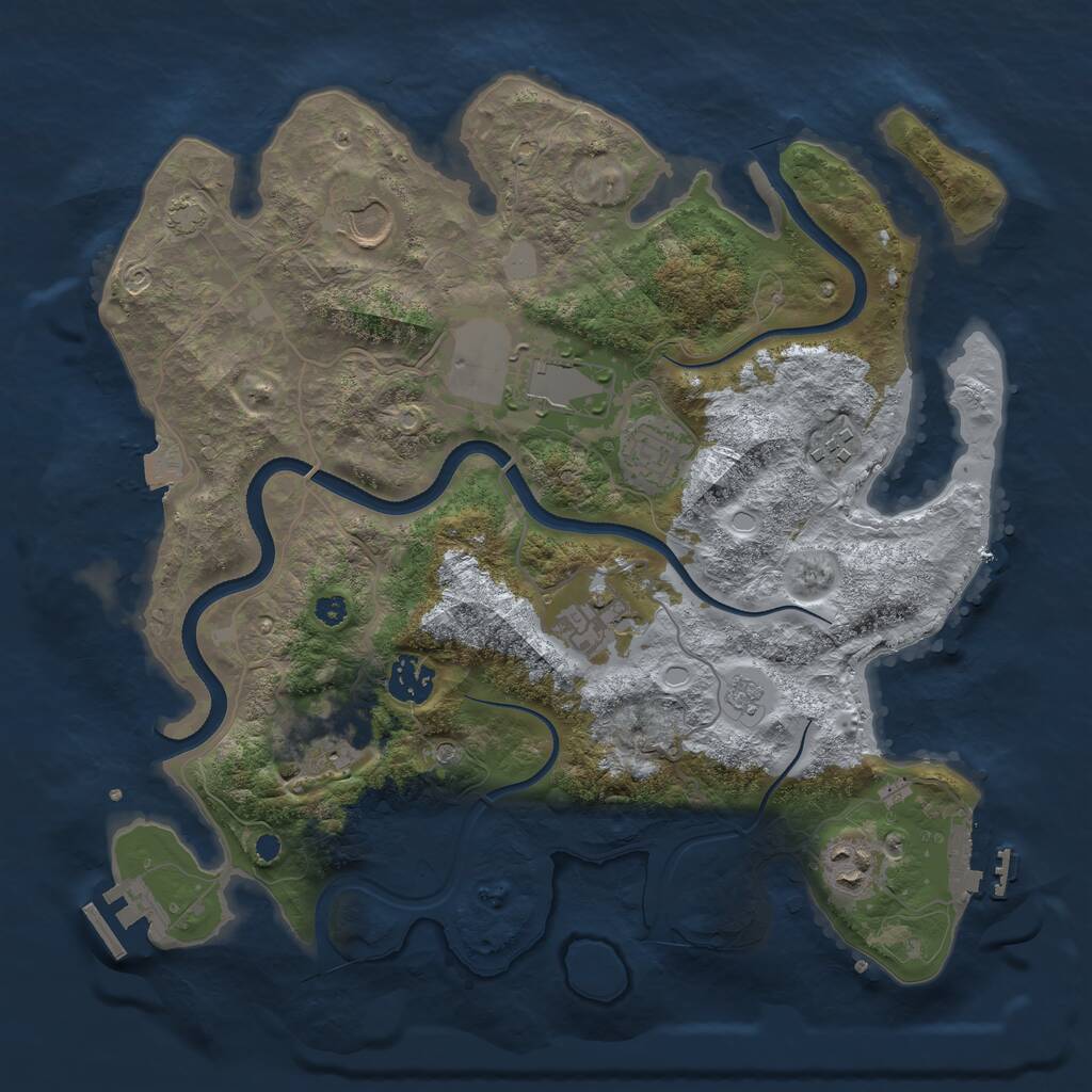 Rust Map: Procedural Map, Size: 3500, Seed: 197344107, 14 Monuments