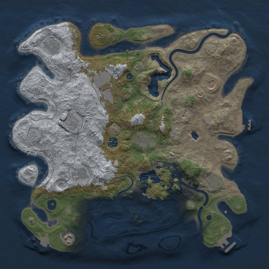 Rust Map: Procedural Map, Size: 4000, Seed: 1364332060, 16 Monuments