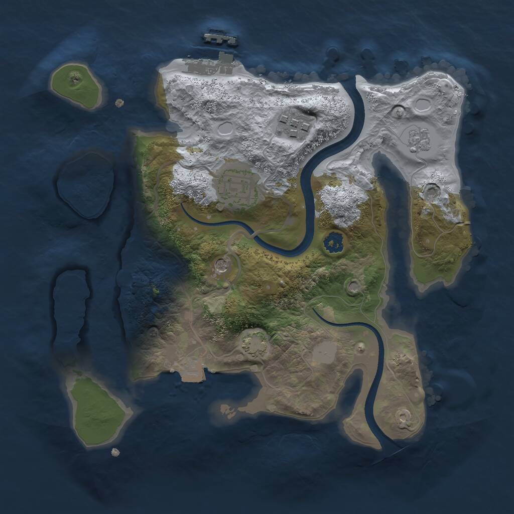 Rust Map: Procedural Map, Size: 2500, Seed: 3994544, 7 Monuments