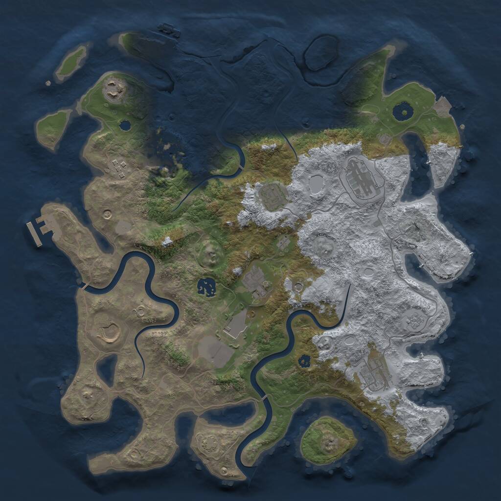 Rust Map: Procedural Map, Size: 3850, Seed: 264309847, 16 Monuments