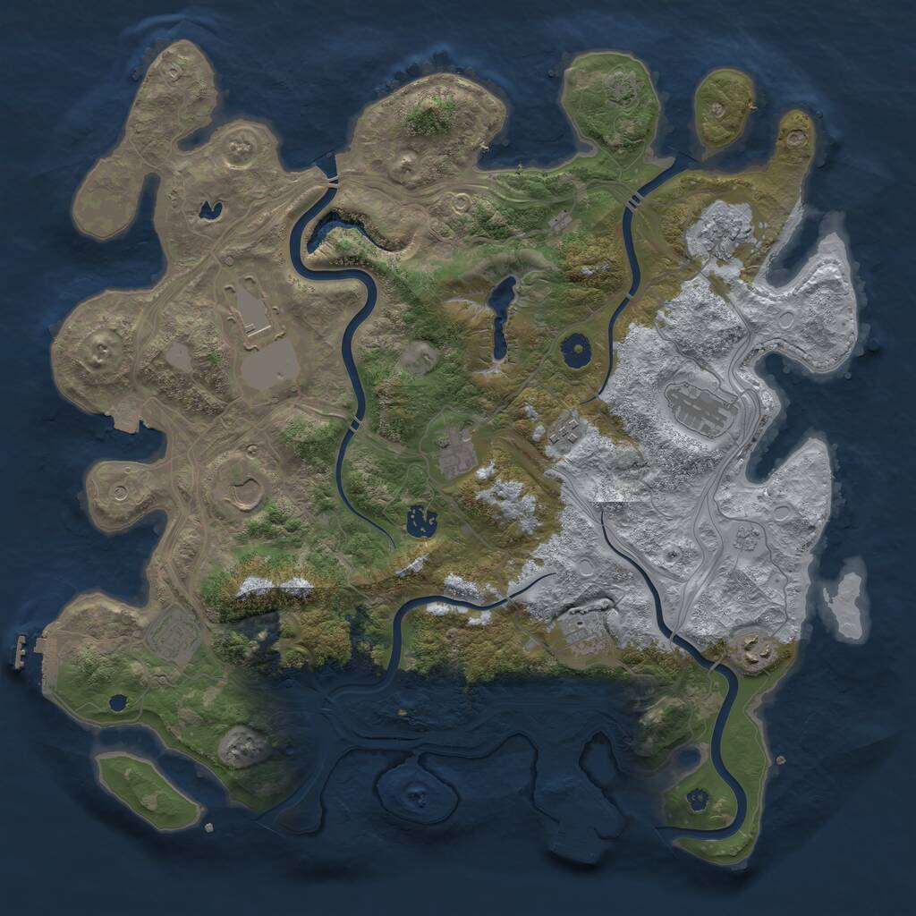 Rust Map: Procedural Map, Size: 4250, Seed: 2060270372, 16 Monuments